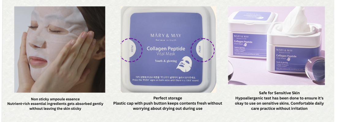 Mary&May Collagen Peptide Vital Mask 30 sheets